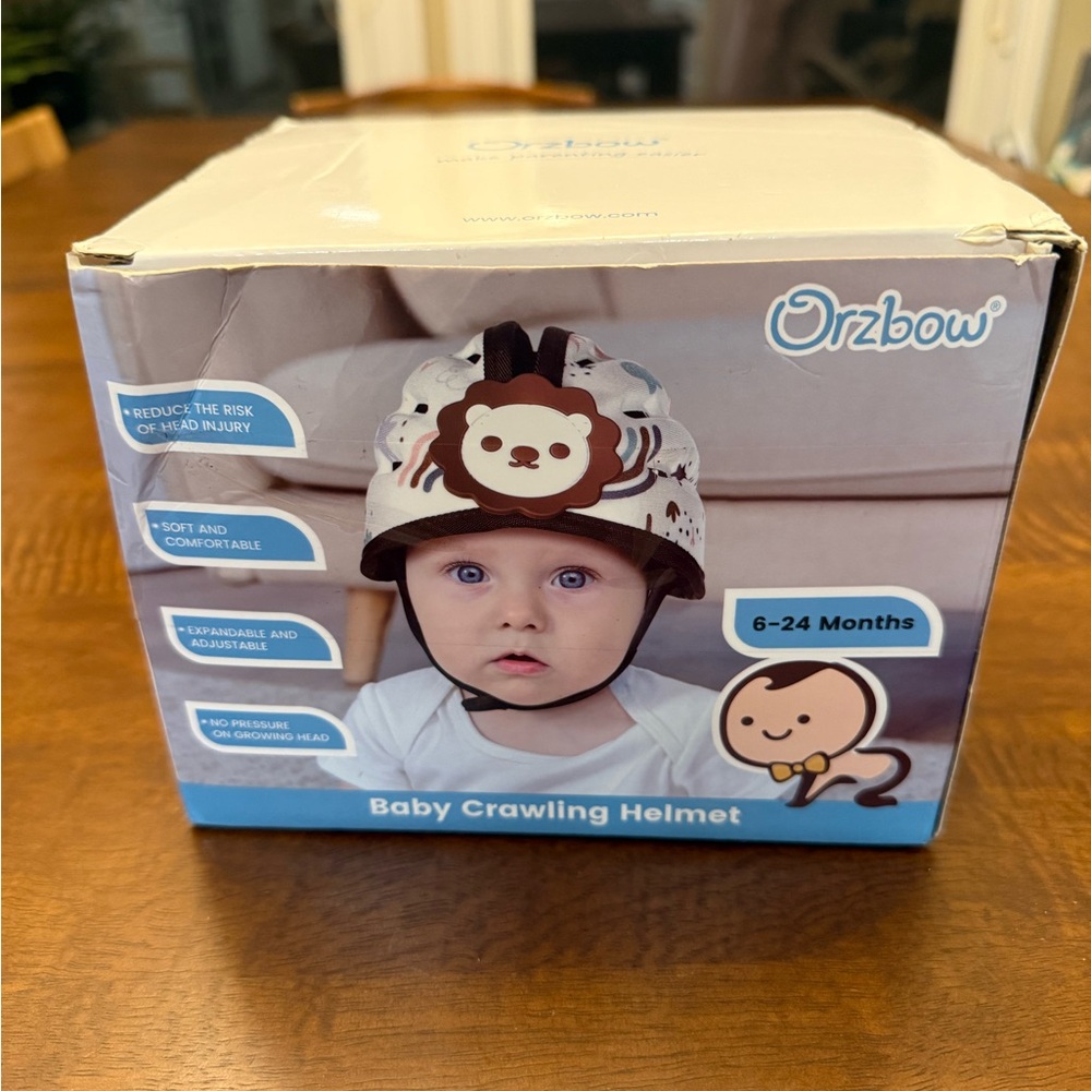 Kids Crawling Helmet - Brown and White